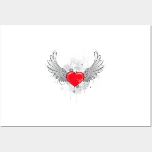 Red Heart with Wings Posters and Art